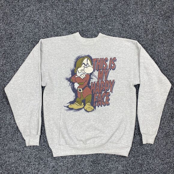 Vintage Disneyland Sweatshirt Grumpy Graphic Men's Gray Y2K Pullover Size Medium - Picture 1 of 6